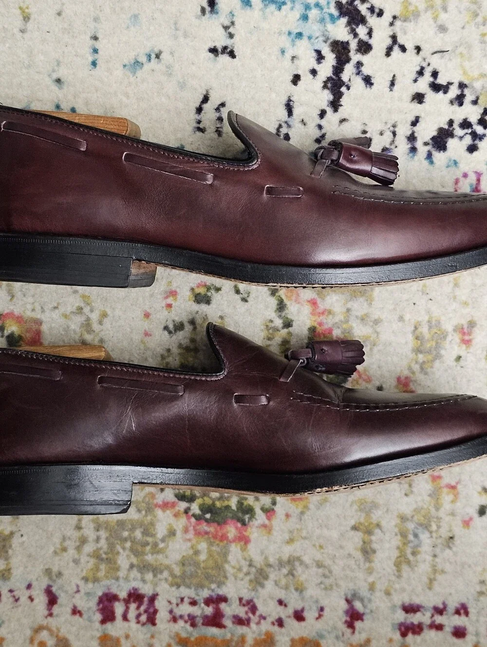Allen Edmonds Grayson Tassel Loafers Men's Dress Shoes 8.5 D Burgundy Oxblood